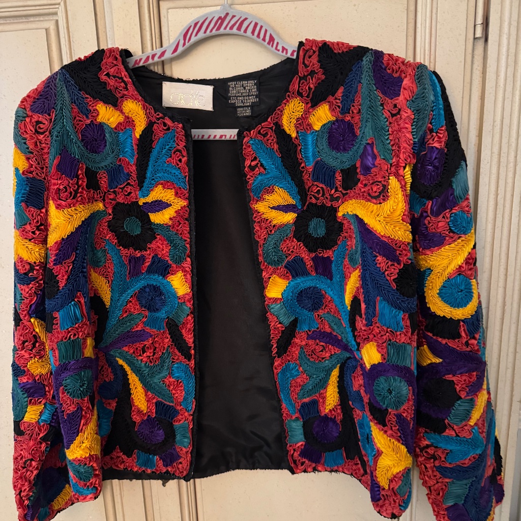 Very Unique Ribbon Jacket By Cache Sz Med-Large.